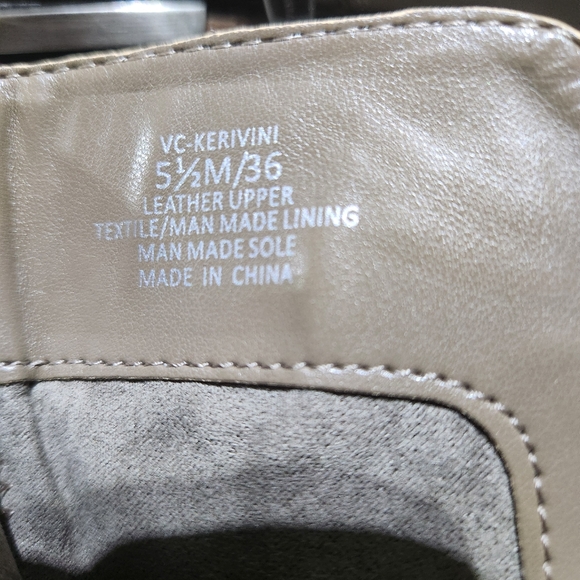 Vince Camuto New Taupe mild distressed Leather silver Accent Zip Boot Women 5.5 - Picture 3 of 9